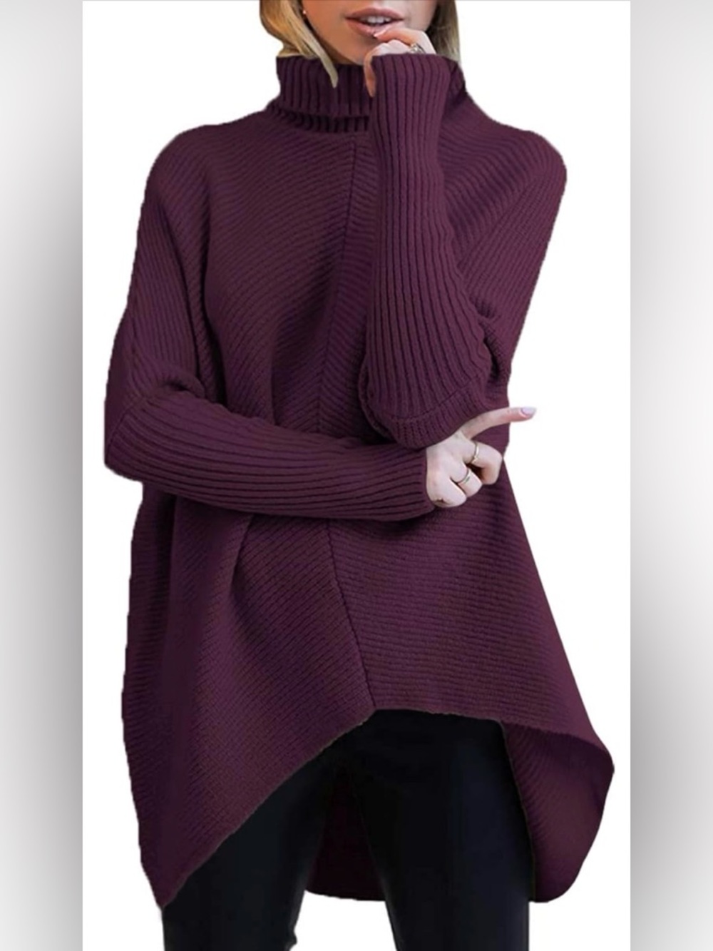 Anrabess Purple Oversized Batwing Tunic Sweater Size XS NWT